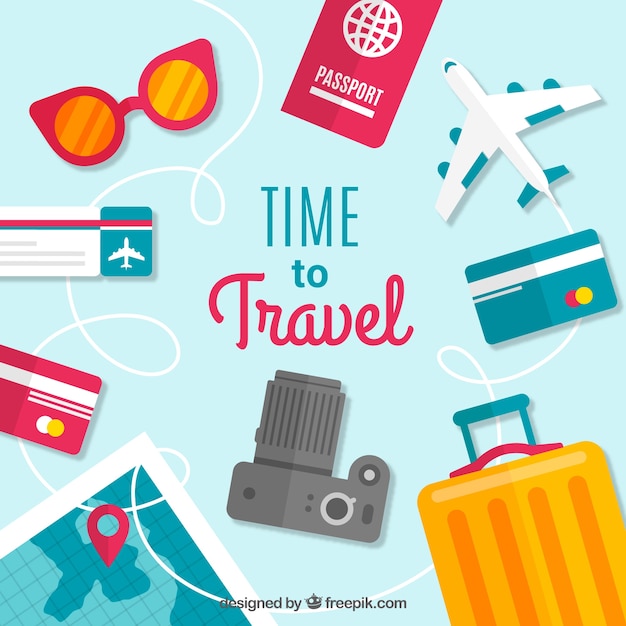 Flat design travel elements background