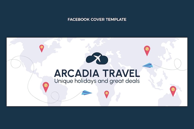 無料ベクター フラットデザイン旅行facebookカバーテンプレート