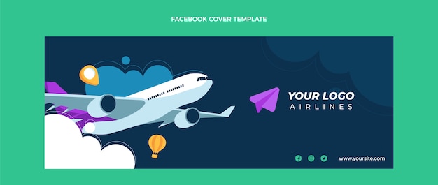 Flat design travel facebook cover template