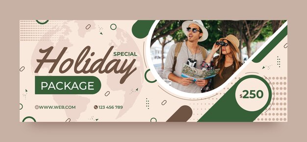 Flat design travel facebook cover template