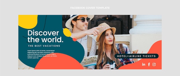 Design piatto della copertina di facebook di viaggio