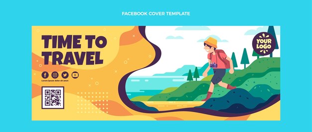Flat design travel facebook cover