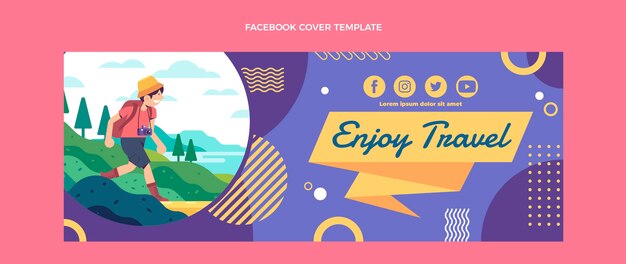 flat design travel facebook cover