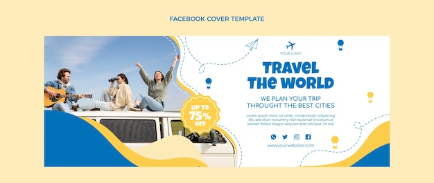 Copertina facebook da viaggio dal design piatto