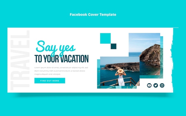 Free vector flat design travel  facebook cover