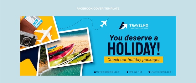 免费矢量平面设计旅游facebook覆盖