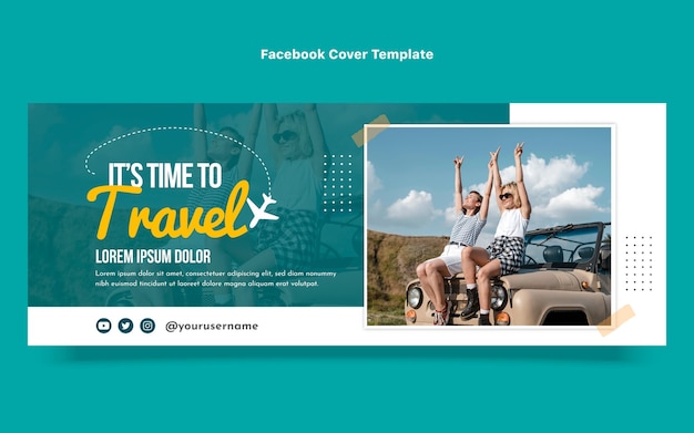 Flat design of travel facebook cover