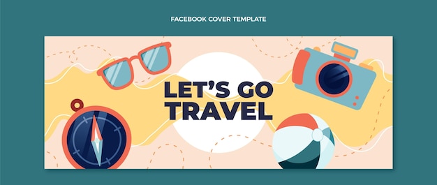 フラットデザインの旅行Facebookカバー
