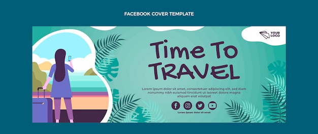 Flat design travel facebook cover