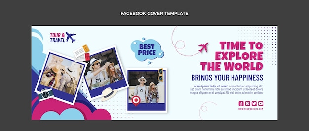 Free vector flat design of travel facebook cover