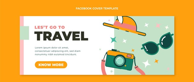 Free vector flat design travel facebook cover