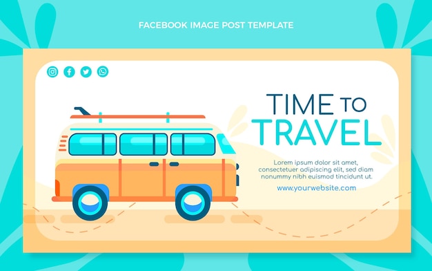 Vettore gratuito post di facebook di viaggio design piatto