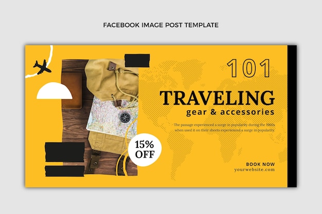 Post di facebook di viaggio design piatto