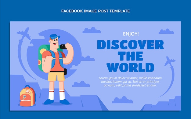 Плоский дизайн путешествия facebook post