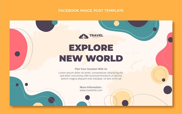 Modello di facebook di viaggio design piatto