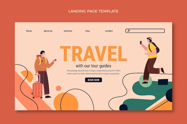 Free vector flat design travel guides landing page