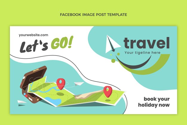 Flat design travel instagram post template