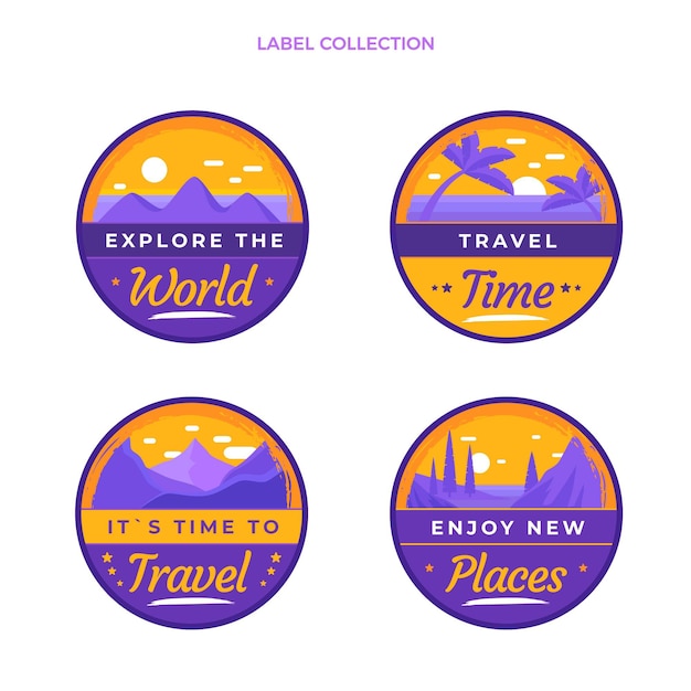 Free vector flat design travel label collection