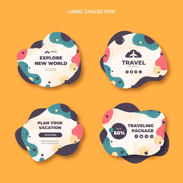 Free vector flat design travel label collection