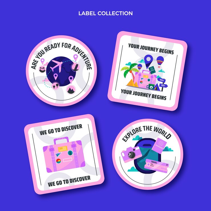 Free Vector flat design travel label collection
