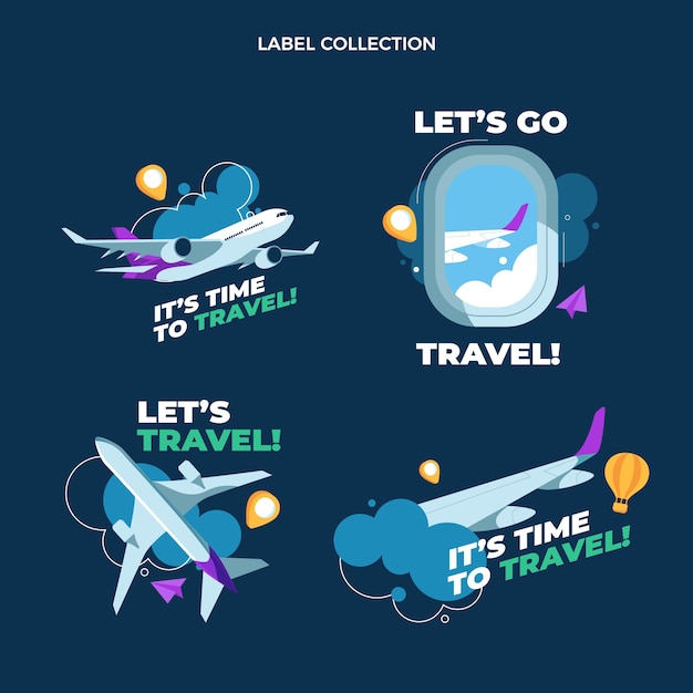 Free vector flat design travel label collection