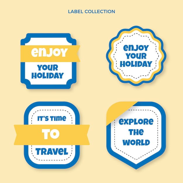 Free vector flat design travel labels pack