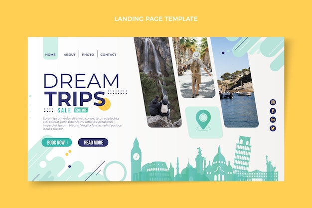 Flat design travel landing page template