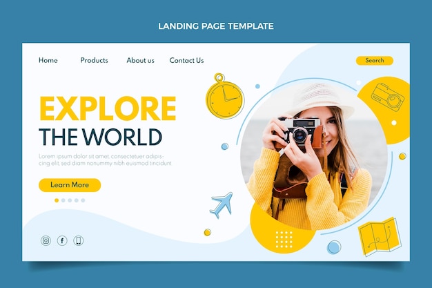 Free vector flat design travel landing page template