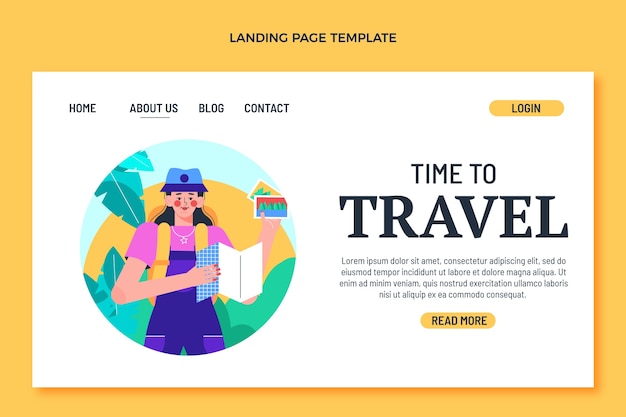 Flat design travel landing page template