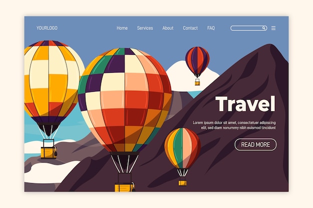 Flat design travel landing page