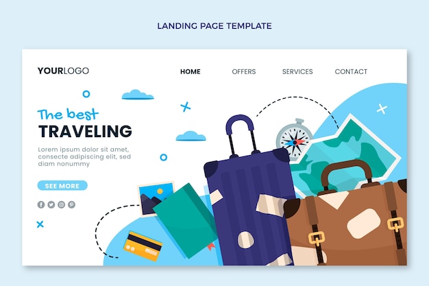 Free vector flat design travel landing page