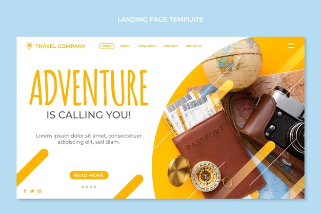 Flat design travel landing page