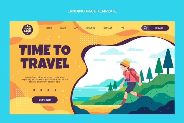 Flat design travel landing page