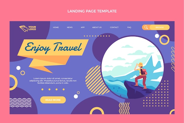 Free vector flat design travel landing page