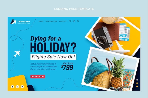 Free vector flat design travel landing page