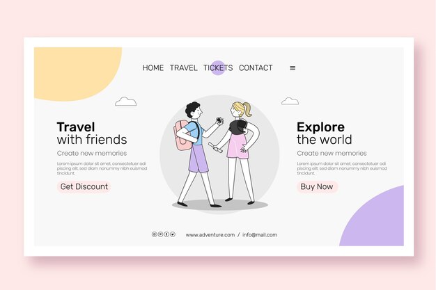 Flat design of travel landing page