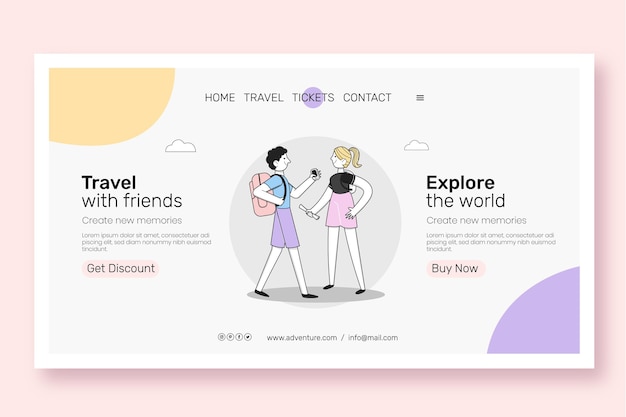 Flat design of travel landing page