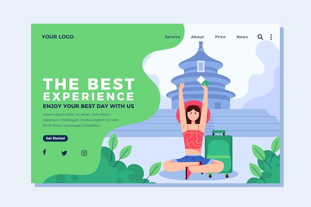 Flat design travel landing page