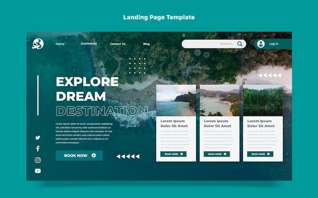 Flat design travel landing page