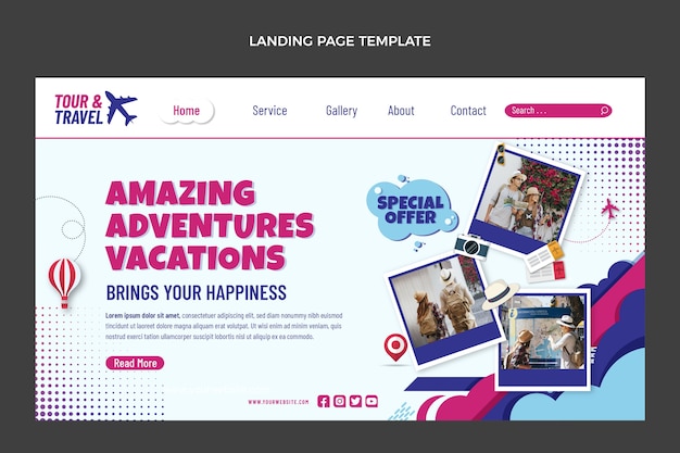 Flat design of travel landing page