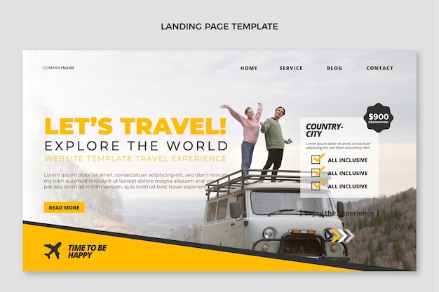 Flat design travel landing page