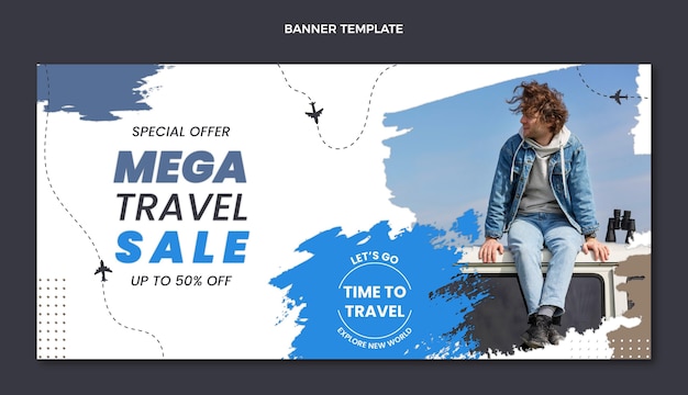 Flat design travel mega sale banner