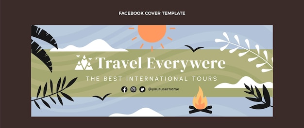 Free vector flat design travel in nature facebook cover