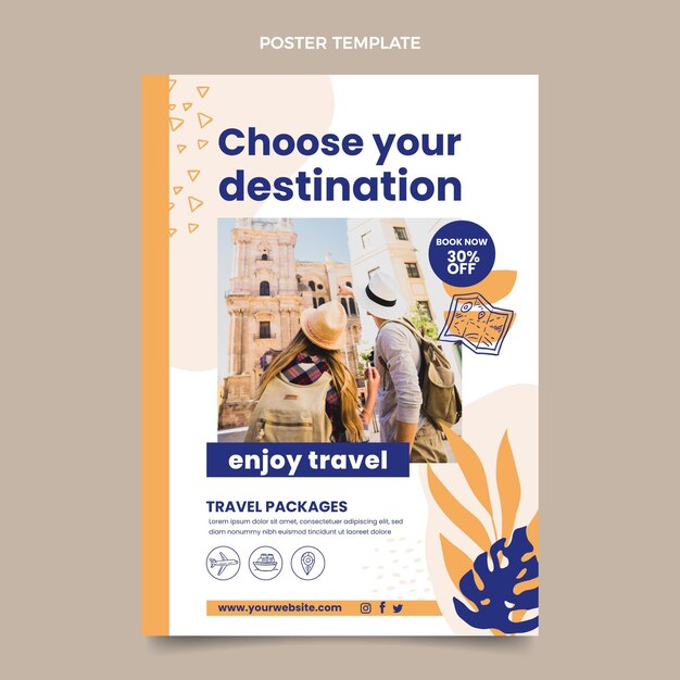 Modello di poster di viaggio design piatto