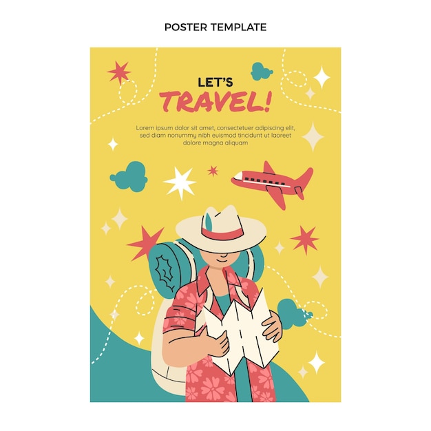 Free vector flat design travel poster template