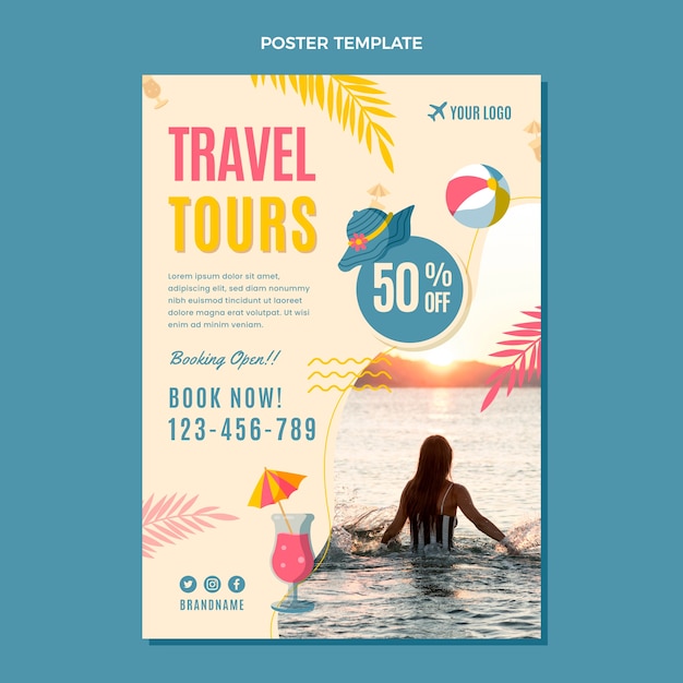 Free vector flat design travel poster