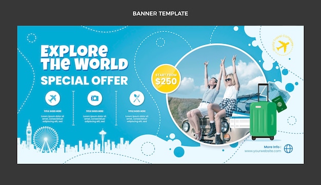 Flat design travel sale banner template