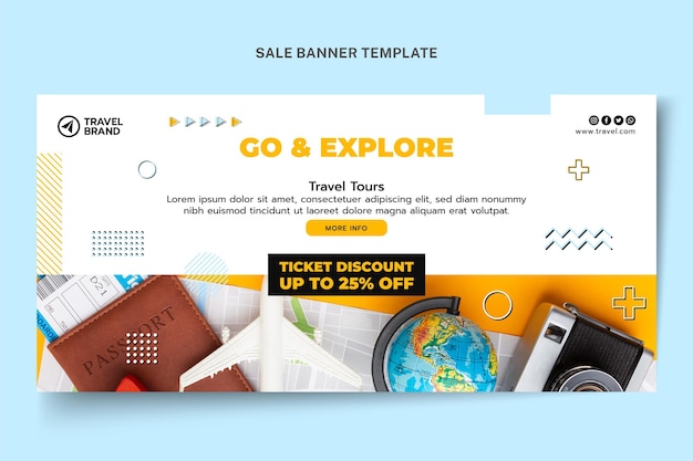 Flat design travel sale banner