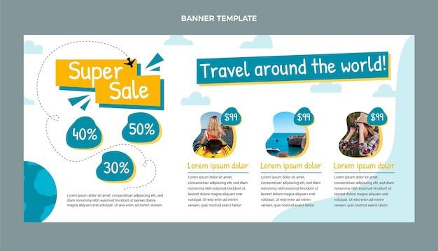 Flat design travel sale banner