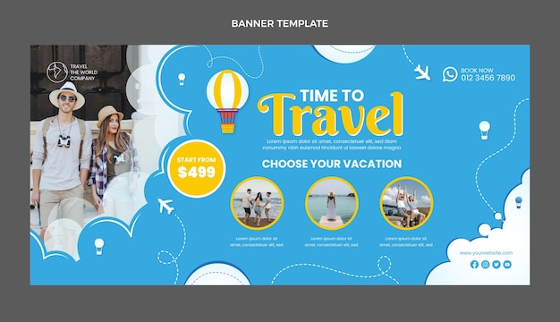 Flat design travel sale banner